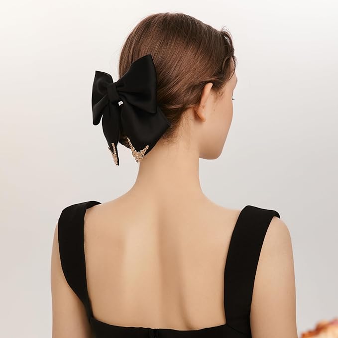 Vintage Palace Style Hair Barrette for women, SHE'S FREE STYLE JUST FOR YOU 14k Gold Plating Bow Hair Clip with Elegant Pearl, Retro Versailles Hair Accessories