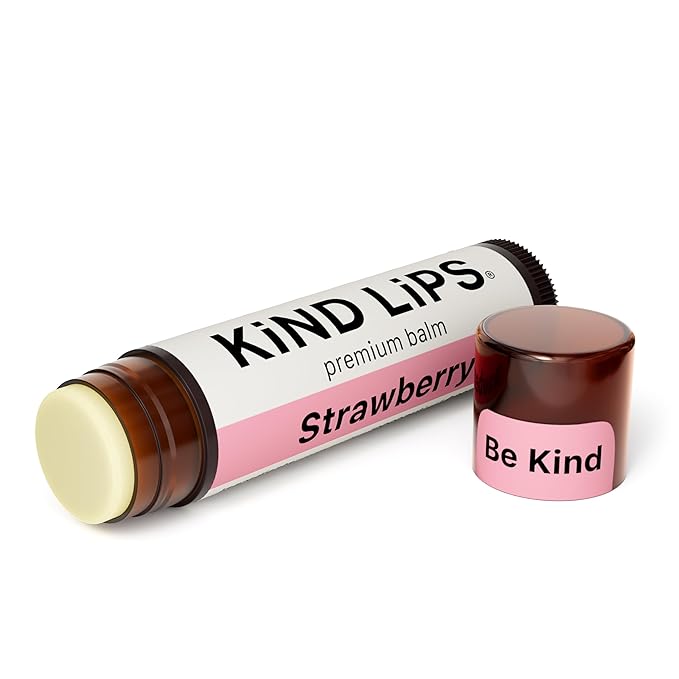 Kind Lips Lip Balm - Nourishing & Moisturizing Lip Care for Dry Lips with Shea Butter, Beeswax & Vitamin E | Strawberry Flavor | 0.15 Oz (Pack of 5)