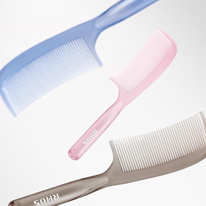 RHOS Detangler Hair Comb for Women and Men-Wide Tooth Comb for Curly,Thick,Wavy,Long Hair,Large Tooth Detangling Comb for Wet and Dry Hair-Styling Essentials Round Handle Hairdressing Comb(Gray)