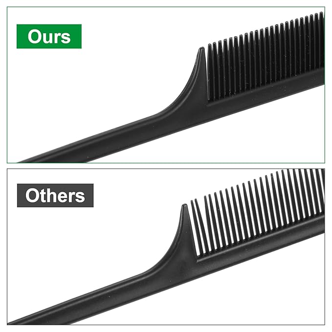 4Pcs Rat Tail Combs for Women - Anti-Static Carbon Fiber Parting & Styling Tail Combs for Braids, Updos (Black, Green)