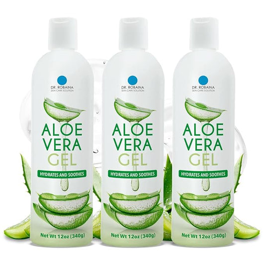 Dr. Robaina Natural Aloe Vera Gel with Emu Oil – Hydrating & Soothing Daily Skin Care for Dry Skin, Sun-Exposed Comfort & Irritation Relief – Non-Greasy, Quick-Absorbing – 12 oz | Made in USA