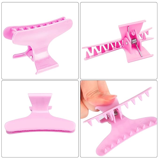 Ondder 48 Pcs Pink Butterfly Hair Clips for Styling and Sectioning - Pro Claws Clamps for Cutting, Coloring - Hair Accessories for Women Girls