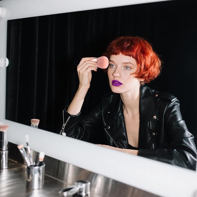 Extra Large Kabuki Brush Set for Body and Face, for blush, loose powder manicure multi-functional and tanning, Gift for women with Velvet Bag(RoseGold 2pcs)