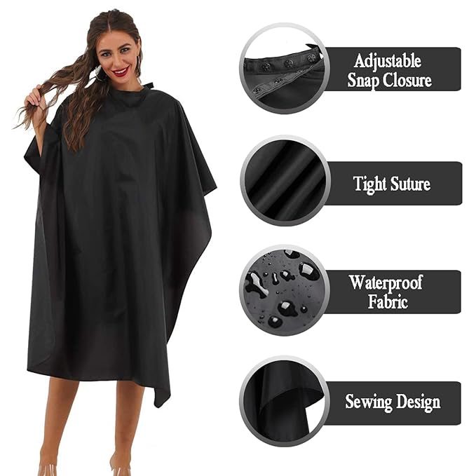 Black Waterproof Hair Salon Cape Professional Barber Cape with Metal Snap Closure Hair Cutting Cape (Black-15 Pack)