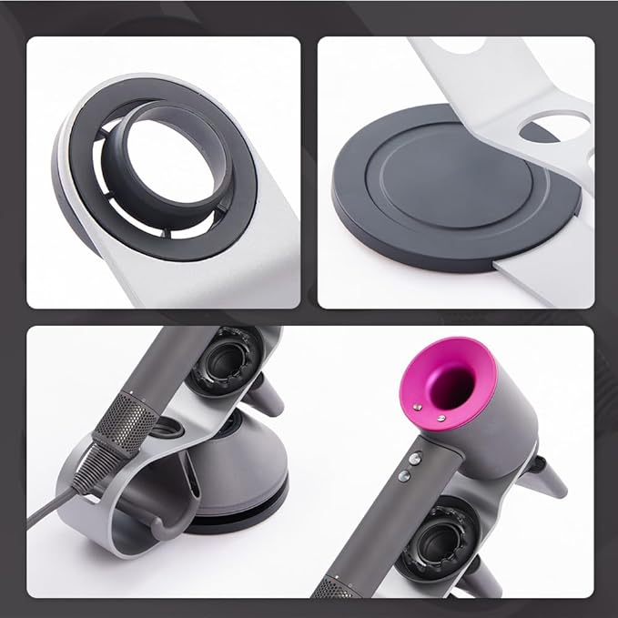 Lomani Hair Dryer Storage Rack Hair Dryer Holder for Upgraded Stand Stores 5 Attachments HD03.08.12.15.16-Silver