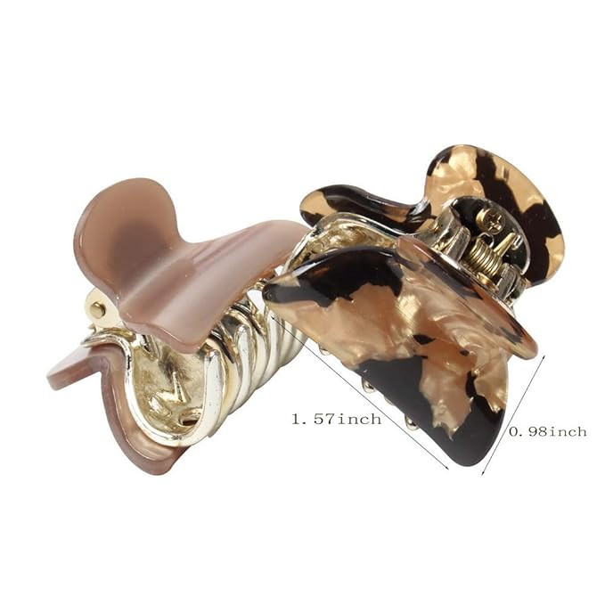 1.57 inch Floral Printed Small Acrylic Hair Claw Clips for Girls and Women,Plastic No-Slip Grip Jaw Hair Clip Hair Jaw Clamp,Pack of 12 (Color C)