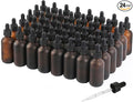 48 Pack, 2oz Glass Dropper Bottle, Preety Texture Tincture Bottles with Precise Scales Eye Droppe, for All Kinds Of Mixed Liquids,Leak-Proof Design for Easy Travel (Amber Frosted)