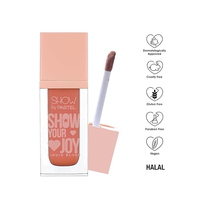 Show Your Joy Liquid Blush 53 | Peach | Dewy Finish | Natural Looking | Clean Beauty | Moisturize The Skin Up to 24 Hours | Cruelty-Free | Natural and Fresh Looking | 0.141 fl.oz.