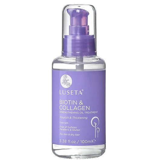 L LUSETA Biotin Hair Growth Serum with Collagen, Hair Oil for Thin and Damage Hair Growth Oil, Biotin growth serum for Frizzy & Damaged hair, Thickening and Healthier Scalp for Men & Women 3.38 Fl Oz