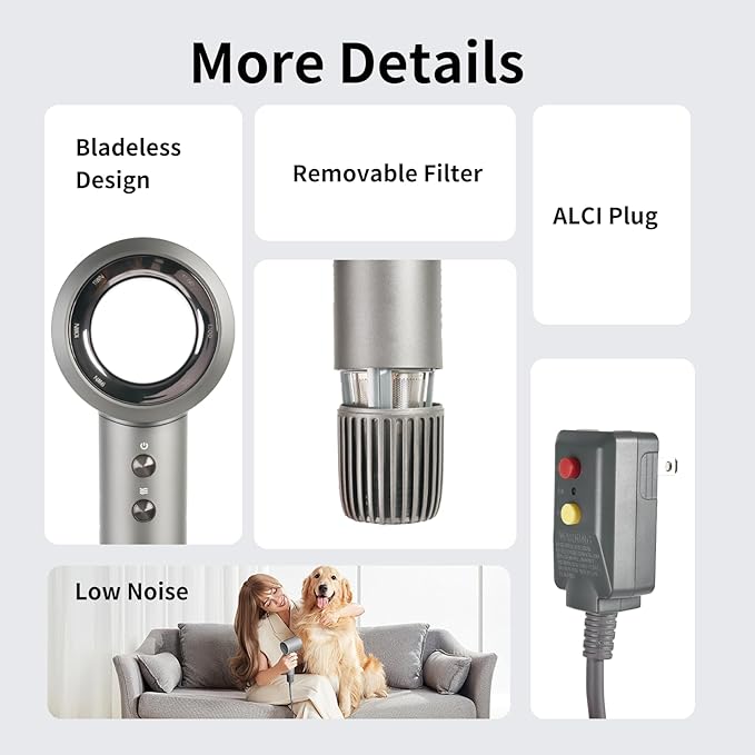 Hair Dryer with Diffuser,110000 RPM Blow Dryer with Magnetic Diffuser & Concentrator,4 Heat Settings & 3 Speed, Lightweight Ionic Hair Dryer for Women and Men