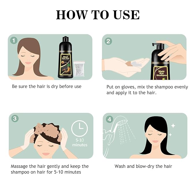 Herbal Light Brown Hair Color Shampoo - 3 in 1 Lasting Hair Dye for Women & Men, 17.60 Fl Oz