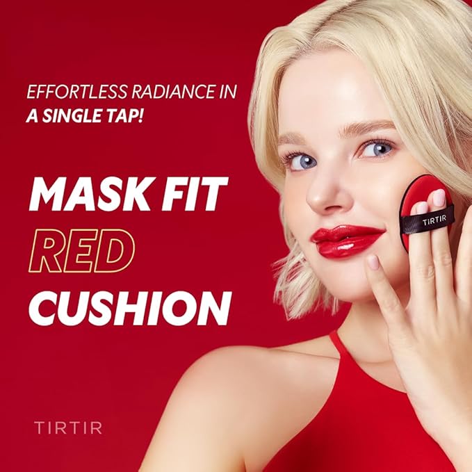 TIRTIR Mask Fit Red Cushion Foundation | Full coverage, Weightless, Skin fit, Satin Glow Finish, Korean Makeup BB Foundation, beauty, Tattoo cover up, Buildable (#24N Latte, 0.63 Fl Oz)
