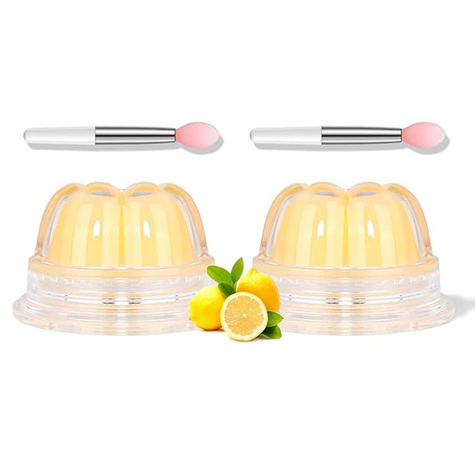2Pc Jelly Lip Mask Overnight,Fruity Lemon Lip Sleeping Mask Day Night Repair Kawaii Lip Balm Hydrate Plump Dry Lip Scrubs Exfoliator,Lip Care Lip Moisturizer with Collagen-Lemon