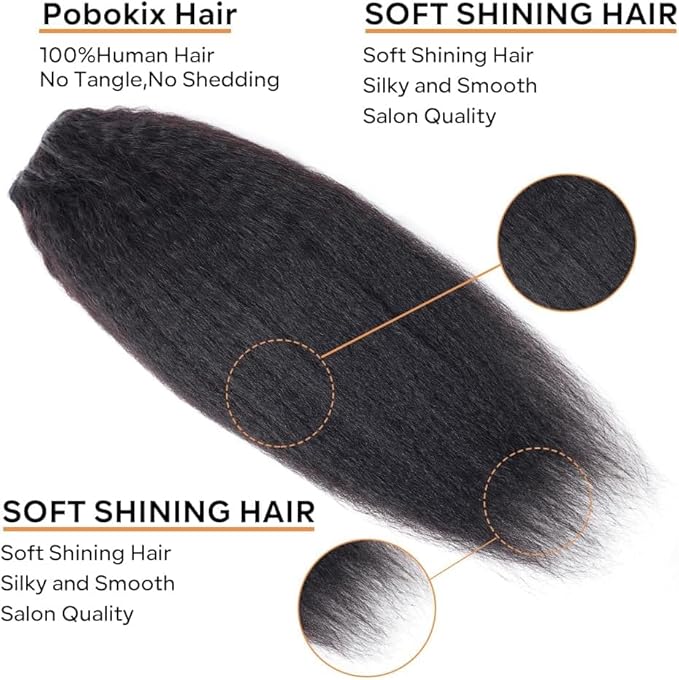 Clip in Hair Extensions Real Human Hair 8Pcs Kinky Straight Brizalian Human Hair Clip ins for Black Women, Natural Soft 120g 26inch #1B Natural Black