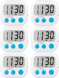 6 Pack Digital Kitchen Timers for Cooking Magnetic Timer for Cooking Loud Alarm White