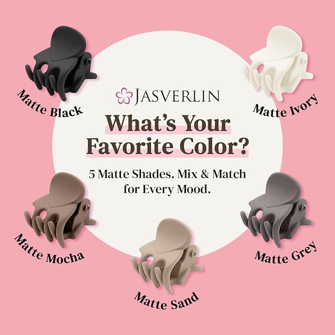 50Pcs Matte Mini Hair Claw Clips, Small Cute Tiny Clips for Thin Short Curly Hair Women Girls Toddlers, Braids & Buns Accessories (Neutral Colors)