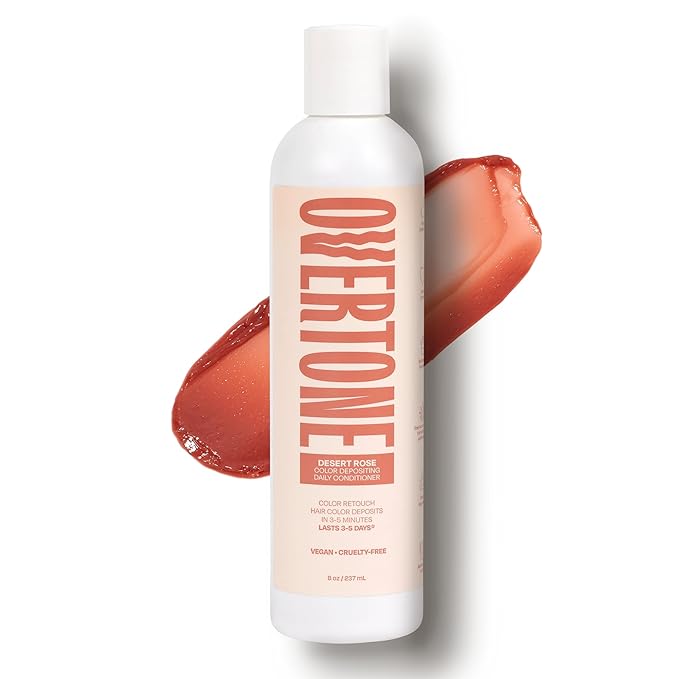 Overtone Daily Color Depositing Conditioner, Desert Rose, 8 oz, Hydrating, Damage-Free Temporary Hair Color for All Hair Types with Shea Butter & Coconut Oil, Vegan & Cruelty-Free.