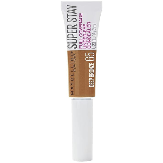 Maybelline New York Super Stay Super Stay Full Coverage, Brightening, Long Lasting, Under-eye Concealer Liquid Makeup For Up To 24H Wear, With Paddle Applicator, Deep Bronze, 0.23 fl. oz., 65 Deep Bronze