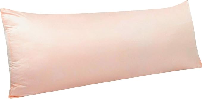 NTBAY Zippered Satin Body Pillow Pillowcase, Silky Slip Cooling Body Pillow Cover, Long Side Hidden Zipper, 20x54 Inches, Pink