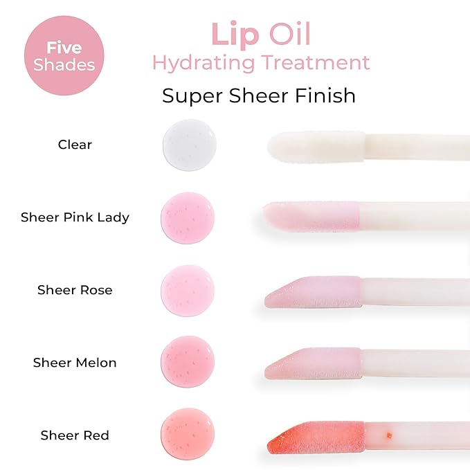 MCoBeauty Lip Oil Hydrating Treatment, Sheer Red, Moisturizing Shine for Naturally Beautiful Lips, Vegan, Cruelty Free Cosmetics