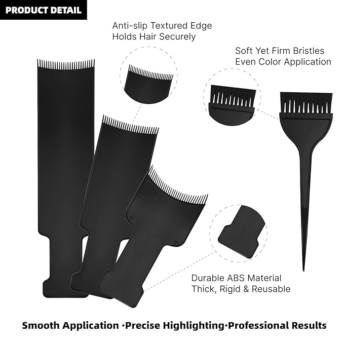8 PCS Hair Highlighting Kit, Balayage Boards with Teeth and Hair Dye Brush, Hair Bleach & Color Tools Set with Gloves, Ear Covers, Cape, and Shawl, Professional Highlight Kit for Salon