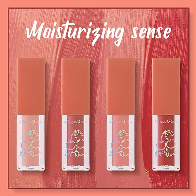 Liquid Blush 4Pcs Set Makeup for Cheeks Matte Finish Soft Cream, Flushed Cheeks, Vegan & Cruelty-free,Long-Wearing, Smudge Proof, Natural-Looking