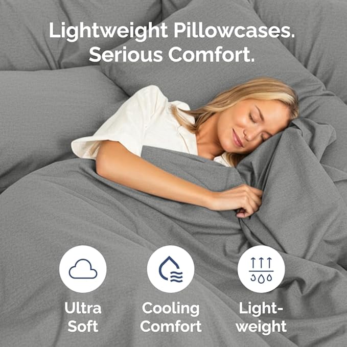 Queen Pillow Cases Set of 10 - Ultra Soft Hotel Quality Pillowcase Covers - Comfy & Wrinkle Free - Shrink, Stain and Fade Resistant - Machine Washable Pillow Protectors - 10 Piece Set - Heathered Grey