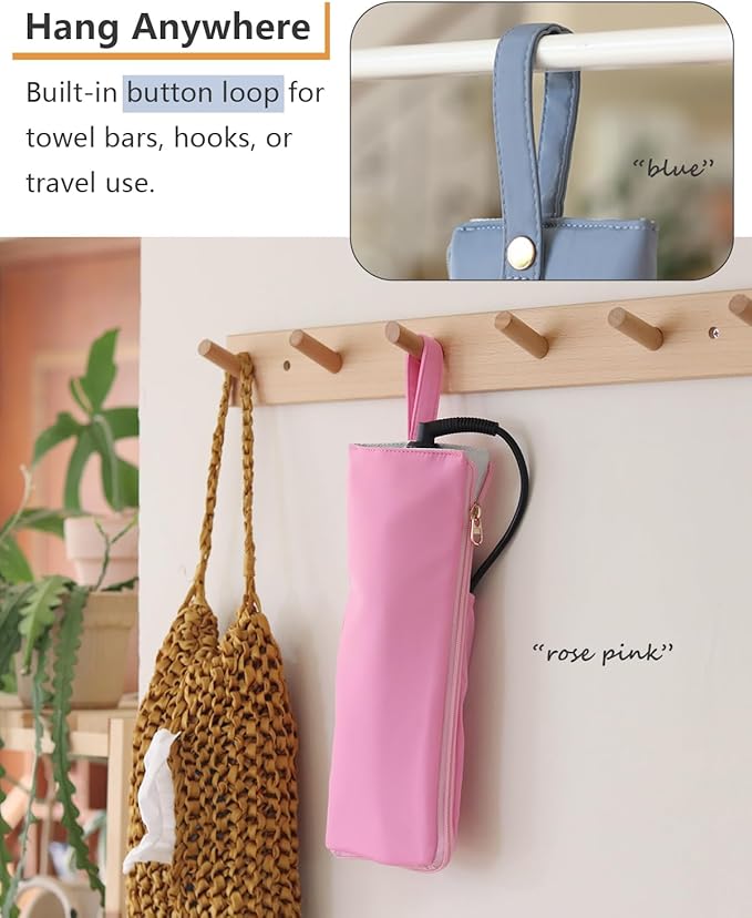 Lifeplus Holder & Mat for Hot Tools, Curling Iron Flat Iron Heat Resistant Hair Tools Travel Bag - Ideal for Home, Travel, Gift (Rose Pink)