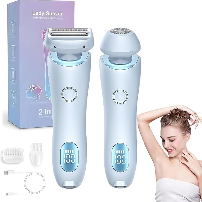 Dusk Razor for Women,Dusk Glide Pro 3.0 Razor - Bikini Portable Legs Body,2 in 1 Waterproof Electric Razors,Wet & Dry, Painless Hair Removal, Removable Head (Blue)