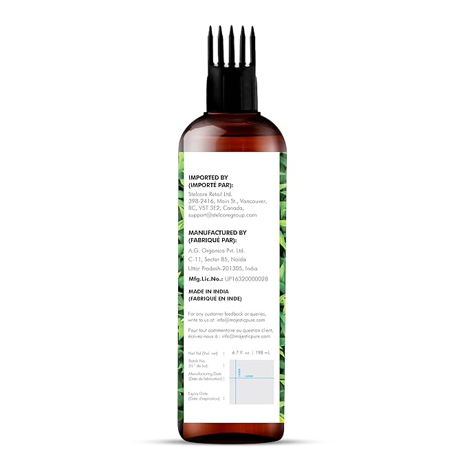 Majestic Pure 100% Pure Tea Tree Oil For Hair Growth - Strengthening, Nourishing, Volumizing - Infused with Jojoba Oil & Grapeseed Oil - Non GMO Verified - 6.7 Fl Oz