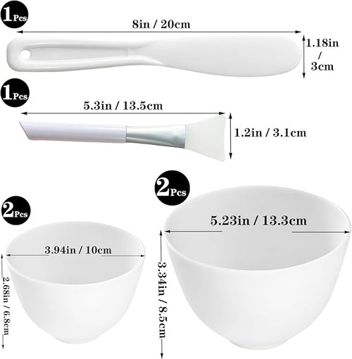 4Pcs Silicone Facial Mask Bowl DIY Face Mask Mixing Bowls for for Home Salon Spa Face Skin Applicator Bowl, White
