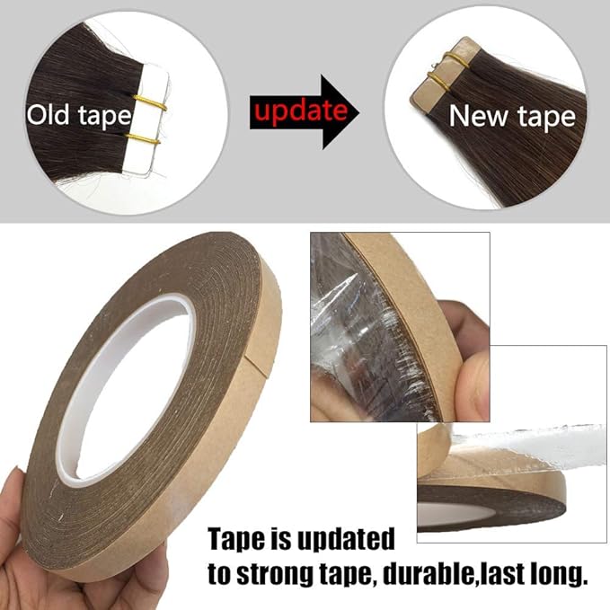 GOO GOO Tape in Hair Extensions Human Hair, 4A Chocolate Brown, 22inch 50g 20pcs, Skin Weft Seamless Invisible, Silky Straight with Thick Ends, Remy Human Hair