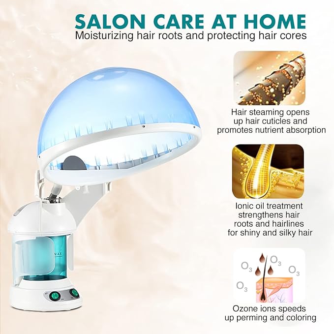 DENFANY Hair Steamer, 2 in 1 Hair and Face Steamer for Natural Hair with UV Ozone, Face Steamer Hair Humidifier Moisturising Hydration System Sprayer for Personal Care Use at Home and Salon