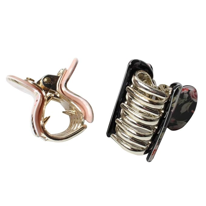 1.57 inch Floral Printed Medium Acrylic Hair Claw Clips for Girls and Women,Plastic No-Slip Grip Jaw Hair Clip Hair Jaw Clamp,Pack of 12 (Color E)