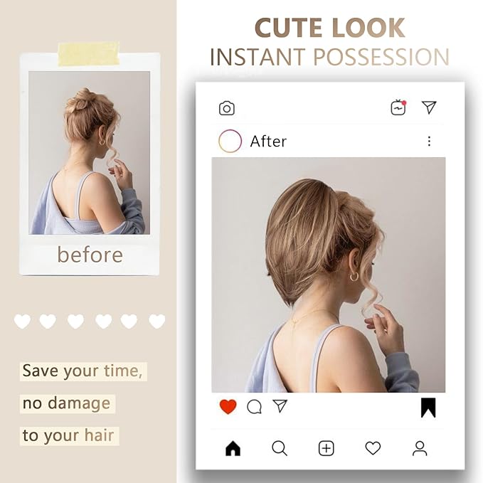 10 Inch Short Ponytail Extension - Clip in Ponytail Hair Extensions, Straight Pony Tails Hair Extensions, Synthetic Claw Clip Ponytail Extension for Women (Color: Light Brown Mixed Blonde)