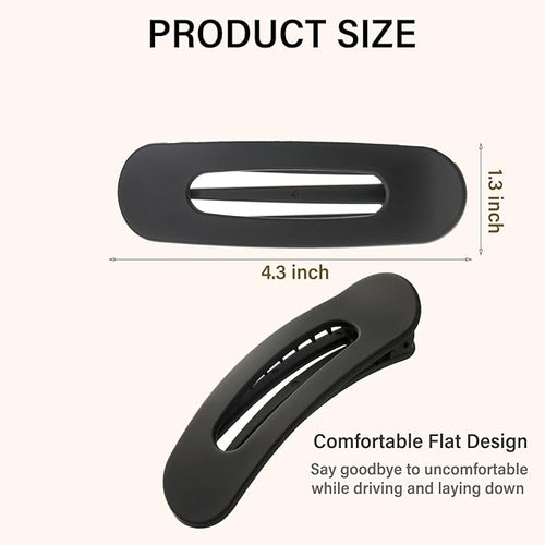 4 PCS Flat Claw Clips, Large Lay Flat Hair Clips for Women Girls, Strong Hold Non-slip Hair Claws for Thick Thin Hair (Matte 3)