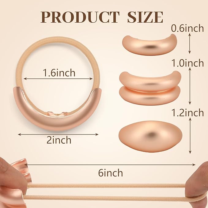 3PCS Pink Gold Hair Ties, Metal Hair Ties for Thick Hair, Elegant Durable Geometric Design Hair Cuffs, Gold Hair Accessories Stretchy Non-Damage Ponytail Cuff Holders Holiday Gifts