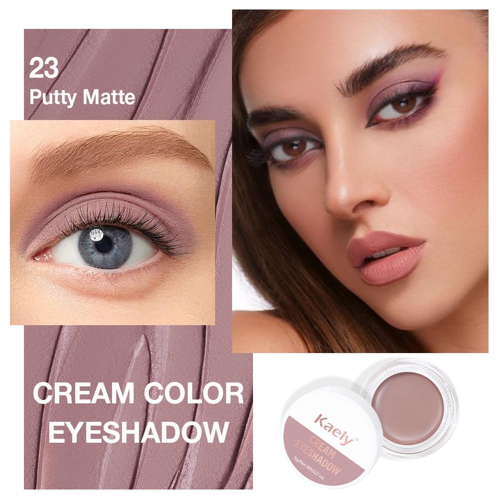 Single Cream Putty Matte Eyeshadow Palette Makeup, Natural Single Mini Instant Holographic Eyeshadow For Older Women, Sombras Crema Para Ojos, Talc, Paraben & Cruelty Free, 23