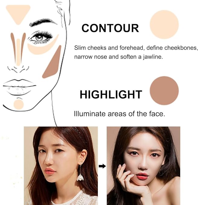 Contour and Highlight Palette Powder Contour Kit Concealing, Highlighting & Contouring Foundation/Concealer Palette Full Coverage Concealer for Mature Skin