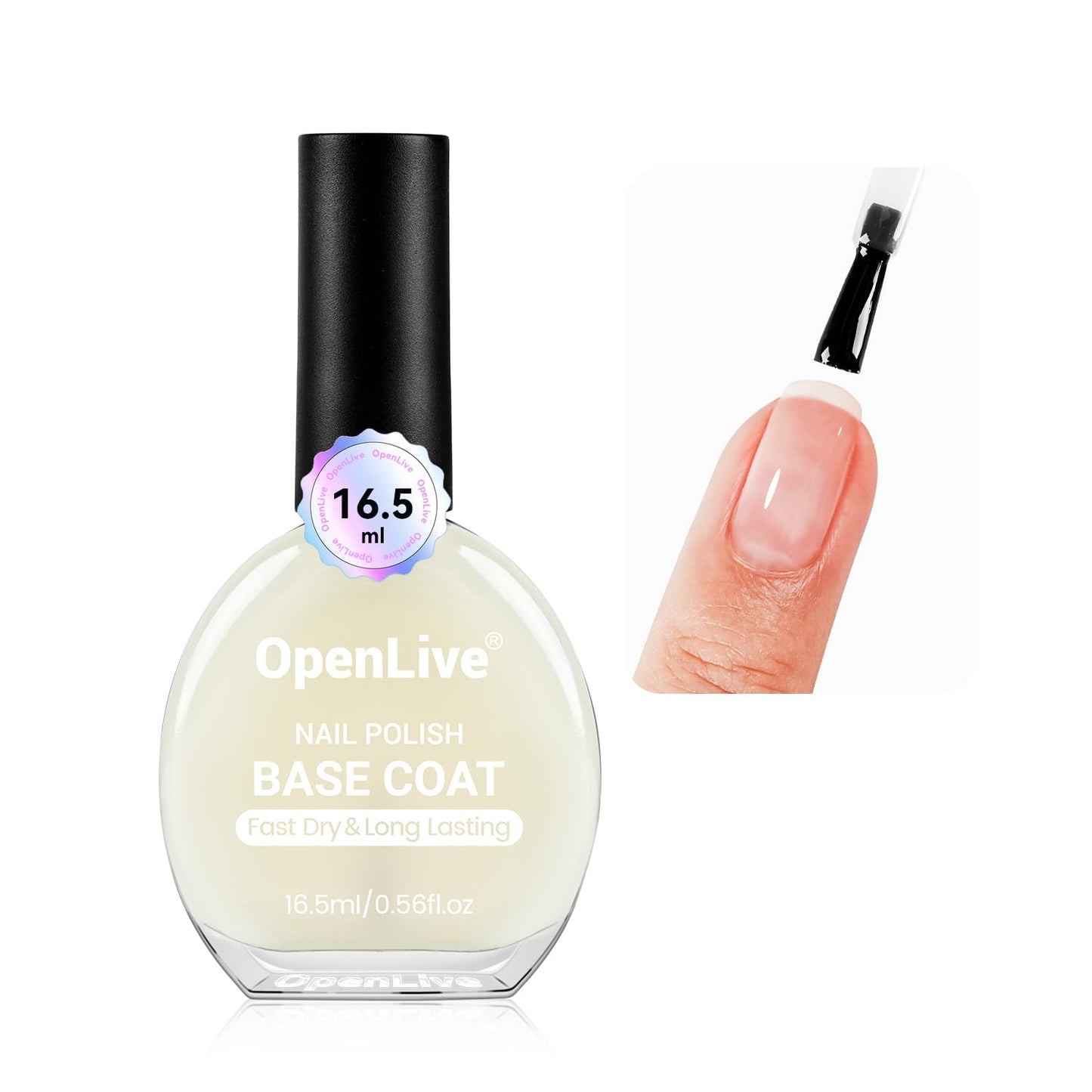 16.5ml Base Coat Nail Polish, Quick Dry Large Volume Base Coat, Color Lock Strengthen Nails for Women Salon DIY Nail Art