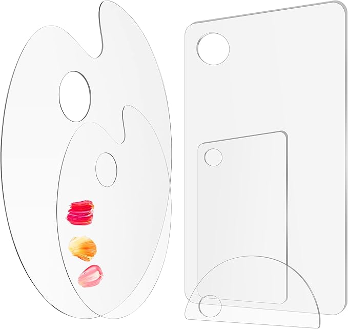 5PCS Acrylic Paint Palette Clear Paint Pallet,Transparent Non-Stick Oil Paint Palette with Protective Kraft for Craft DIY Art Painting Palette- Adults & Kids