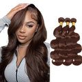 32 32 32 Inch Color 4 Bundles Human Hair Chocolate Brown Body Wave Bundles Niegmeag Brazilian Virgin Soft and Silky Remy Hair Extensions Double Weft Color 4 Body Wave Bundle