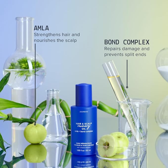 AAVRANI Hair & Scalp Recovery Oil - Rosemary, Bond Complex, & Amla Treatment for Damaged Hair, Frizz Control, & Hair Growth - Vegan - 1.69 Fl Oz