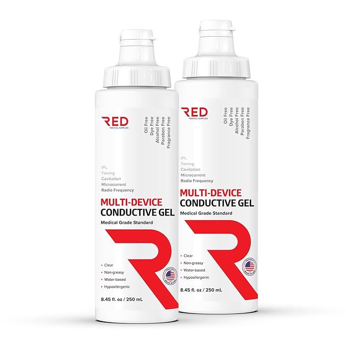 Conductive Gel for Facial, RF & Cavitation Devices – Ultra-Hydrating, Long-Lasting, 96% Organic, Hypoallergenic Leave-On Formula – Pro-Grade Performance – Made in USA – 8.45 fl oz (Pack of 2)