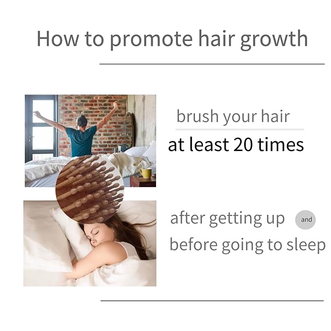 54teeth Bamboo Wood Hair Brush and Scalp Massage Comb - Fine Comb for Hair Growth