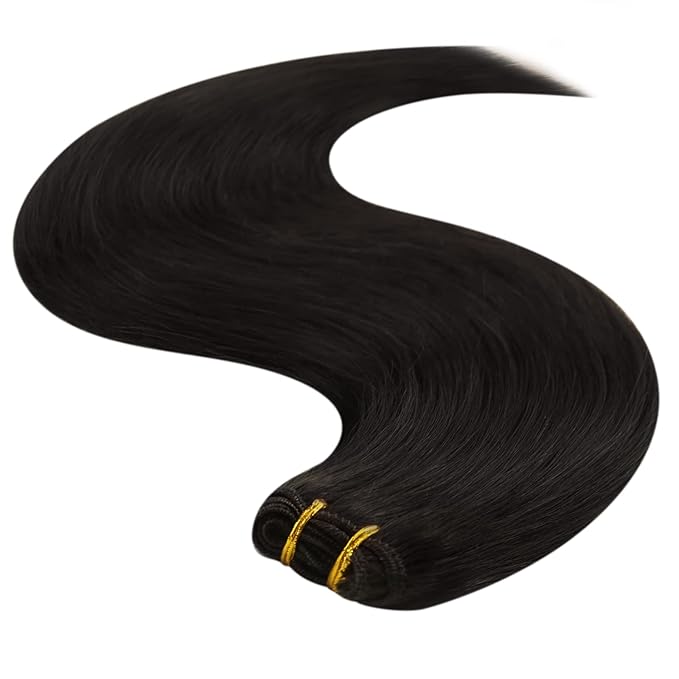 YoungSee 125G Sew in Hair Extensions Real Human Hair Darkest Brown Hand Tied Weft Hair Extensions Human Hair Dark Brown Human Hair Extensions Sew in 22Inch
