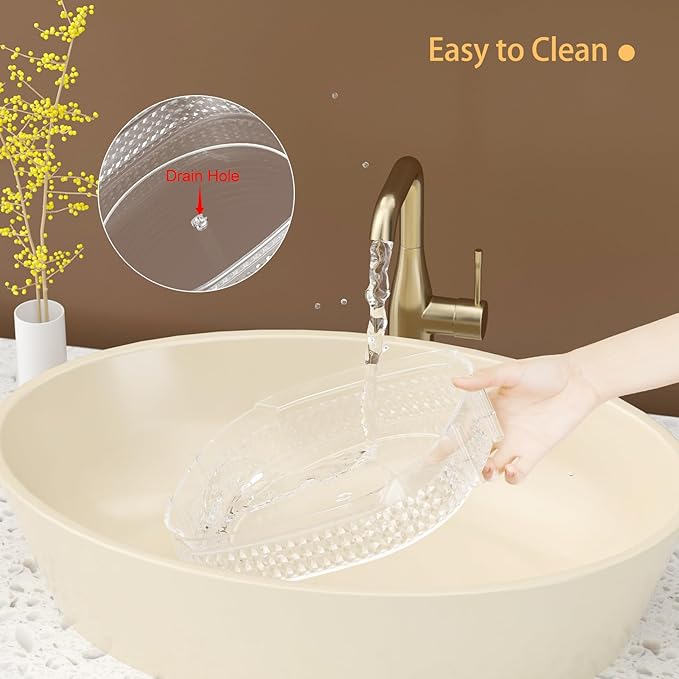 Awenia Rotating Makeup Organizer 360, Stackable Adjustable Large Capacity Cosmetic Storage Unit,Dresser Bathroom Kitchen Countertop Organizer with Metal Handle, Plus Size (Clear, 1 Tier)