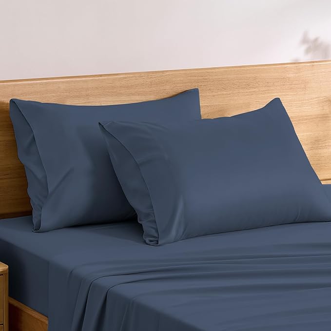 TOSMO Luxury Pillow Case Set of 2-100% Viscose Derived from Bamboo - Oeko-TEX, Silky Soft, Breathale & Cooling Pillow Cases with Envelope Closure (Standard, Slate)