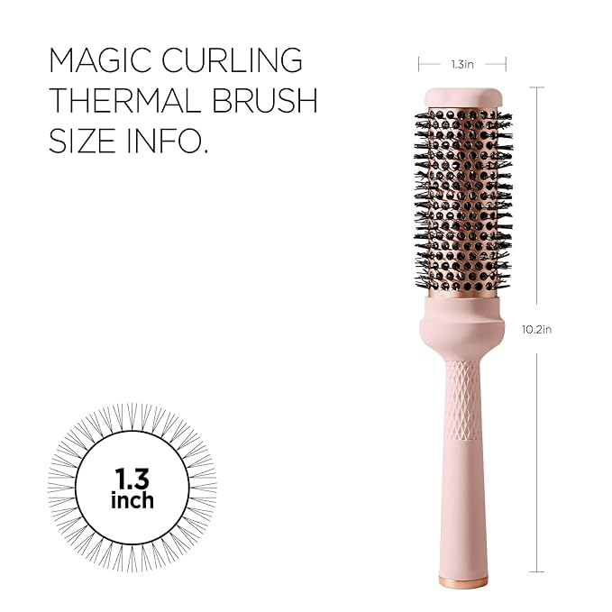 Magic Curling Round Brush (1.3 Inch) - Non-electronic, Self-Standing Round Quick Styling Brush, Great Blowout, Ceramic Coated/Ionic Thermal Barrel,Blowout Volume, Wave Styler, Volumizer