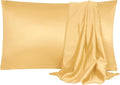 uxcell 2 Pack Silk Satin Pillowcase for Hair and Skin, Cool, Silky, Soft Breathable Pillow Cases King Size 20x36 Inch Sateen Pillowcase Champagne with Envelope Closure